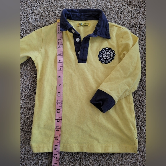 Gimi & Jomy Yellow Long Sleeve Polo Blue Collar 4Y - Picture 1 of 5